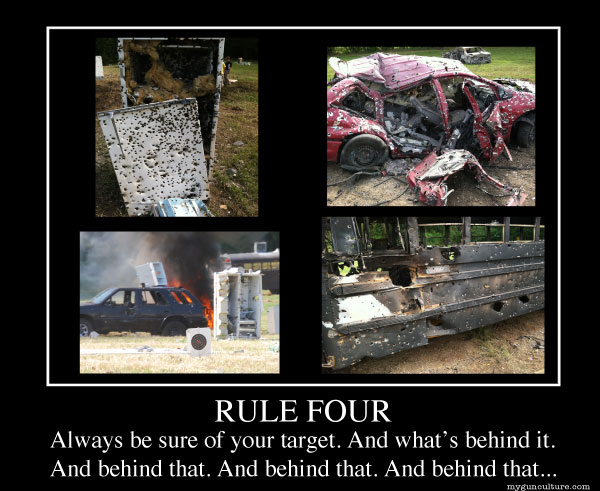 Rule Four: Always be sure of your target and what's behind it. And behind that. And behind that. And behind that...