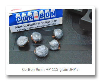 CorBon 9mm +P JHP 115 Grain Ammunition