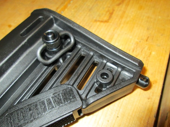 One of the nice features about the Blackhawk! buttstock is the flexibility of sling attachment points. 