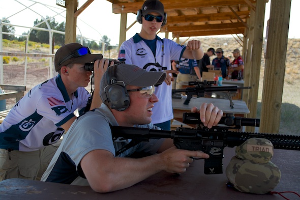 Colt Competition shooters providing some spotting assistance. Wyatt Gibson, with the binocs, toop top Junior honors.