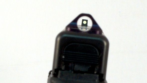 The RAPS (Rear Aperture Pistol Sight) replaces the rear sight only on your Glock.