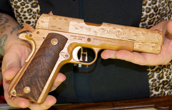 Believe it or not, this functional 1911 is made entirely, and I mean entirely, from wood.