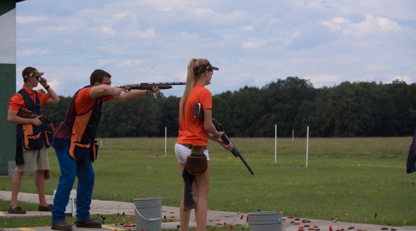 Trap Shooting: Competitors fire at <a class=