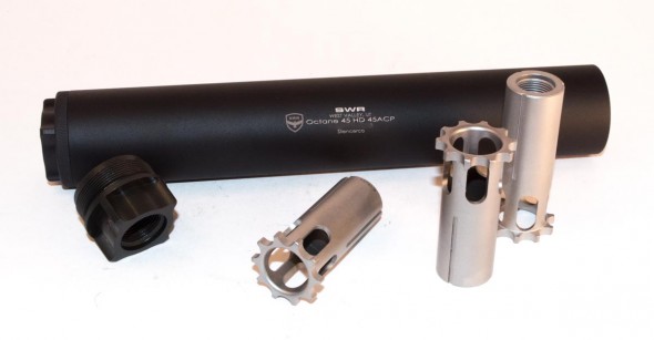 By purchasing different pistons and/or fixed mounts, you can use the Octane 45 with a variety of pistol calibers.