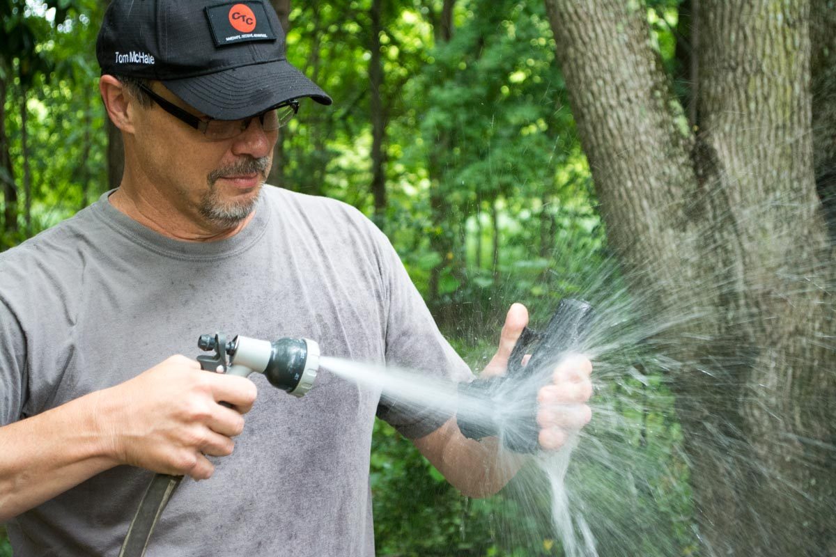 This is....not the right way to clean your handgun.