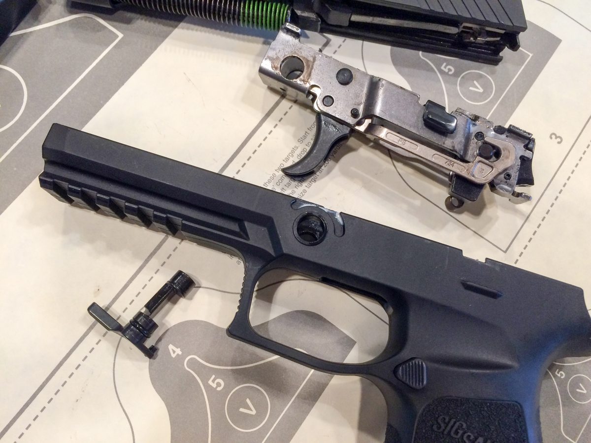 The “gun” part of the P320 is actually the steel trigger assembly. All of the other components are just parts.