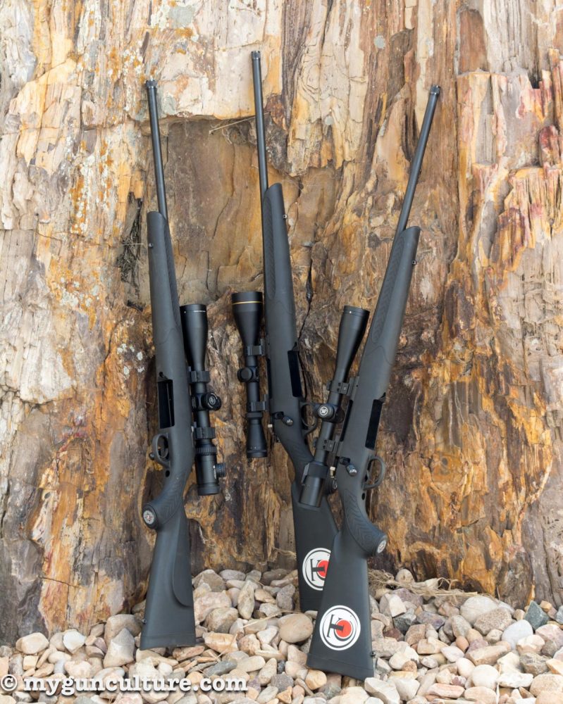 The three Thompson Center Compass rifles that rode in our truck: .223, .22-250, and .204 Ruger. 