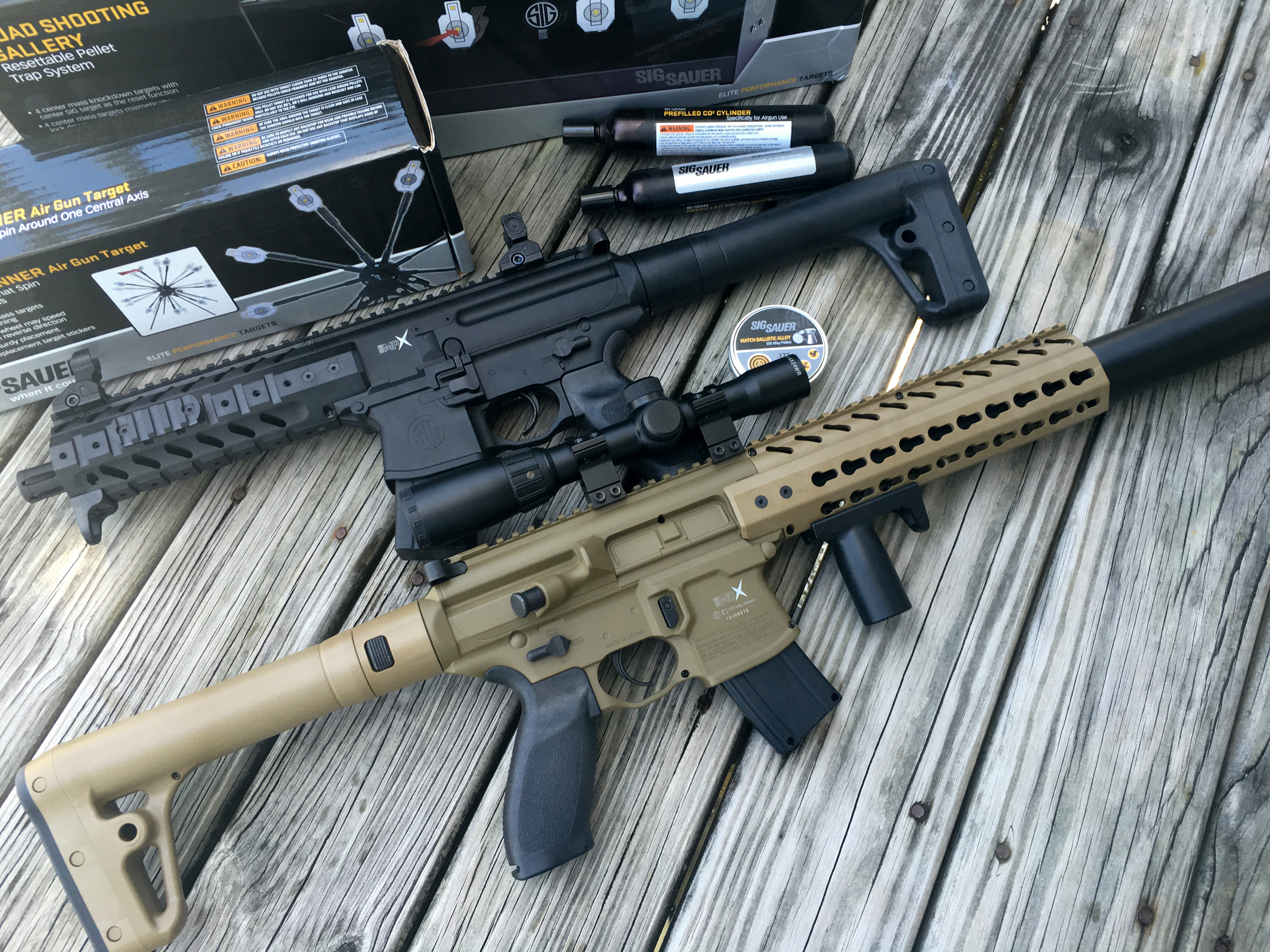The Sig Sauer MPX Airgun (top) and MCX.