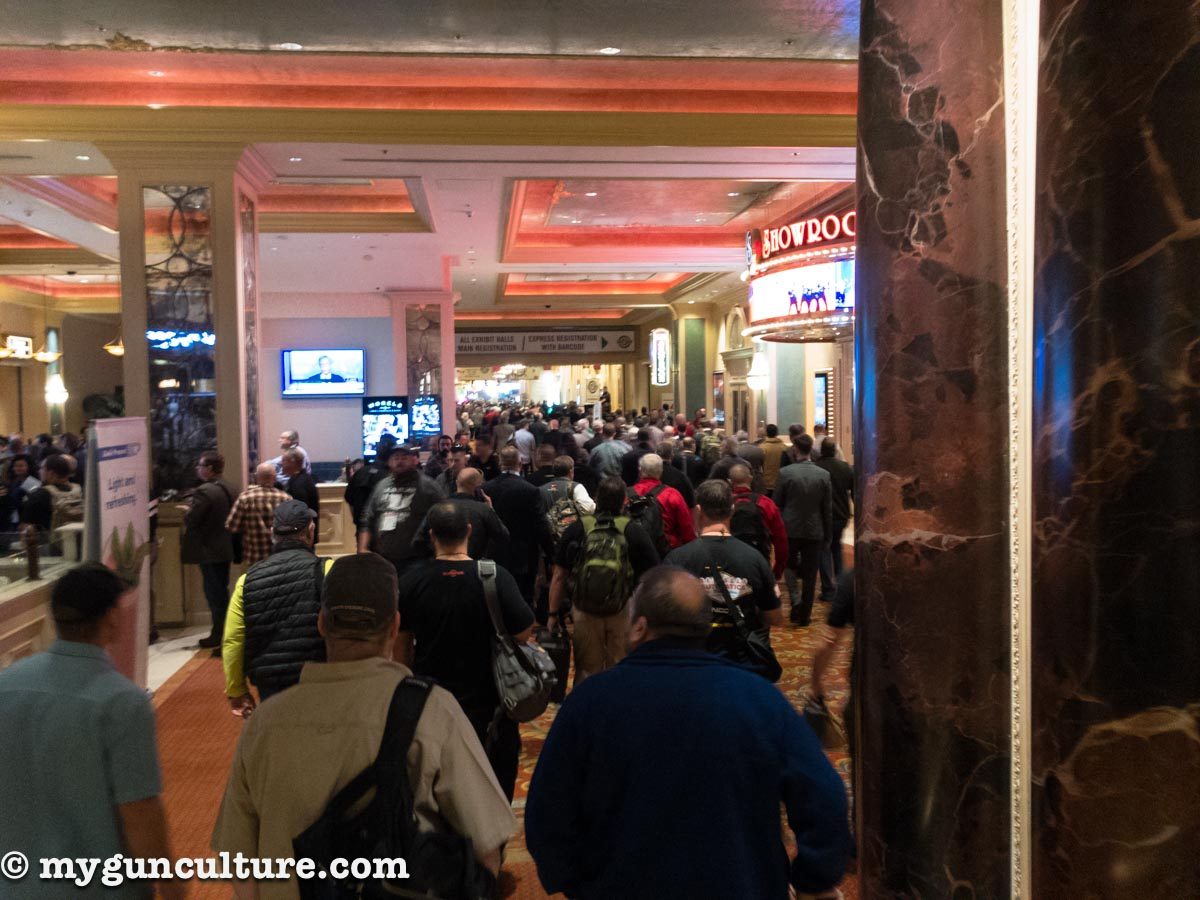 The morning stampede from the connected host Venetian and Palazzo hotels to the exhibition halls.