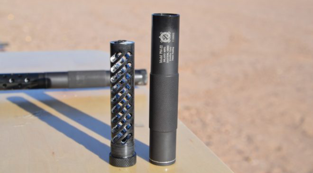 Inland Manufacturing's new PM-22 rimfire suppressor has "disposable" polymer baffles and the whole unit costs less than $200. photo from guns.com.