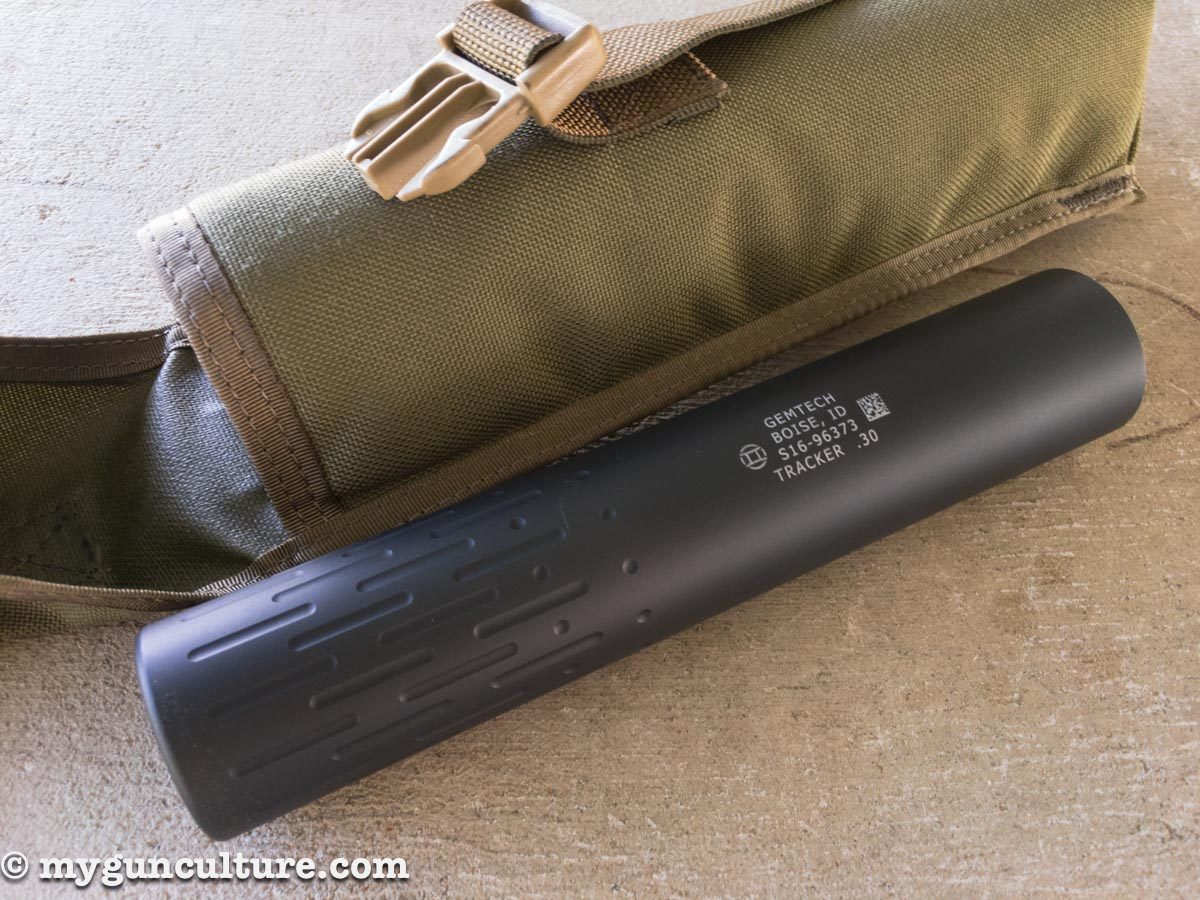 The Gemtech Tracker Suppressor is made from aluminum, so it's feather weight.